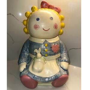 BRAND NEW Vintage Treasure Craft Ceramic Rag Doll Girl Sugar Cookie Jar 80s 90s